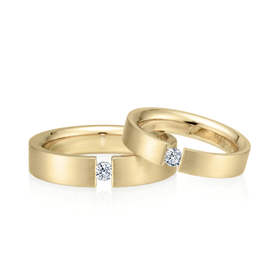 게르만헤로스 텐션밴드 커플링 (5mm+4mm) 14k 0.1ct hairline