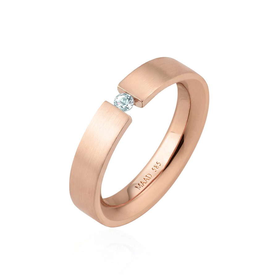 게르만헤로스 텐션밴드링 (5mm) 14k 레드골드 0.1ct hairline
