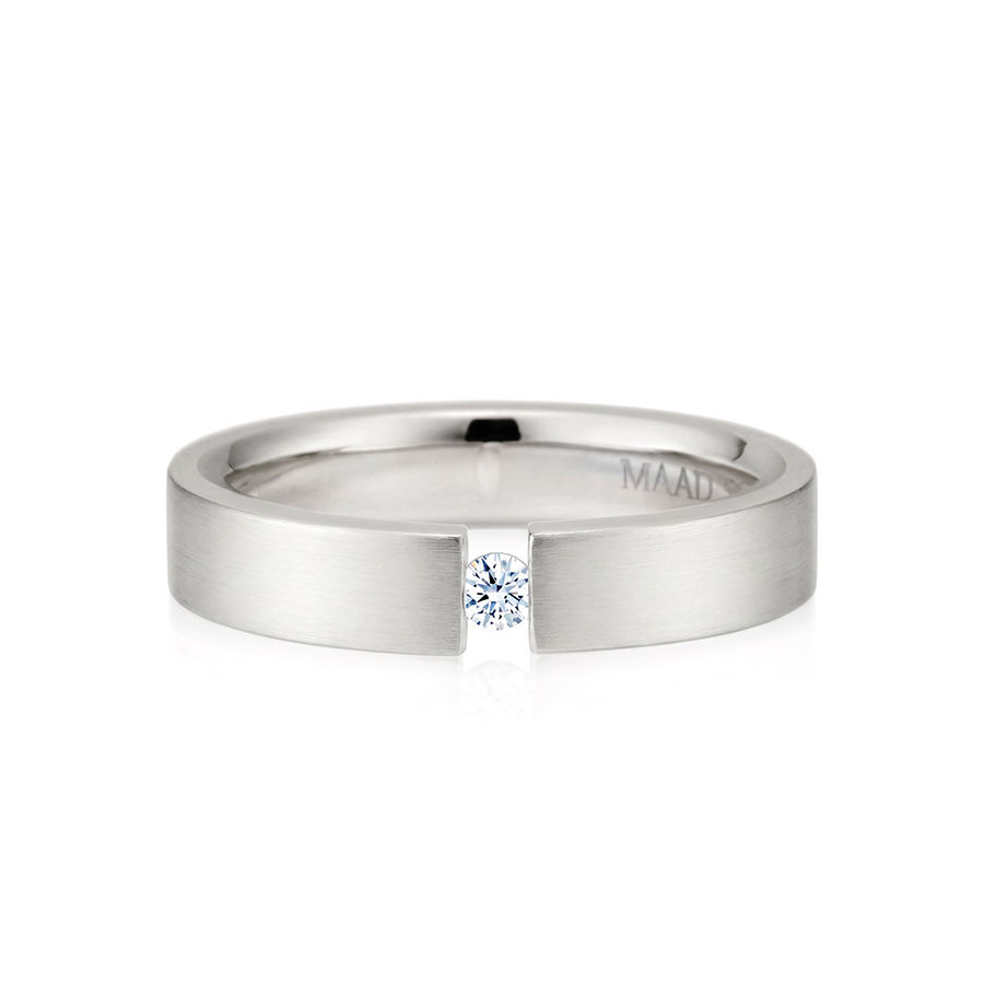 게르만헤로스 텐션밴드링 (5mm) 14k 화이트골드 0.1ct hairline