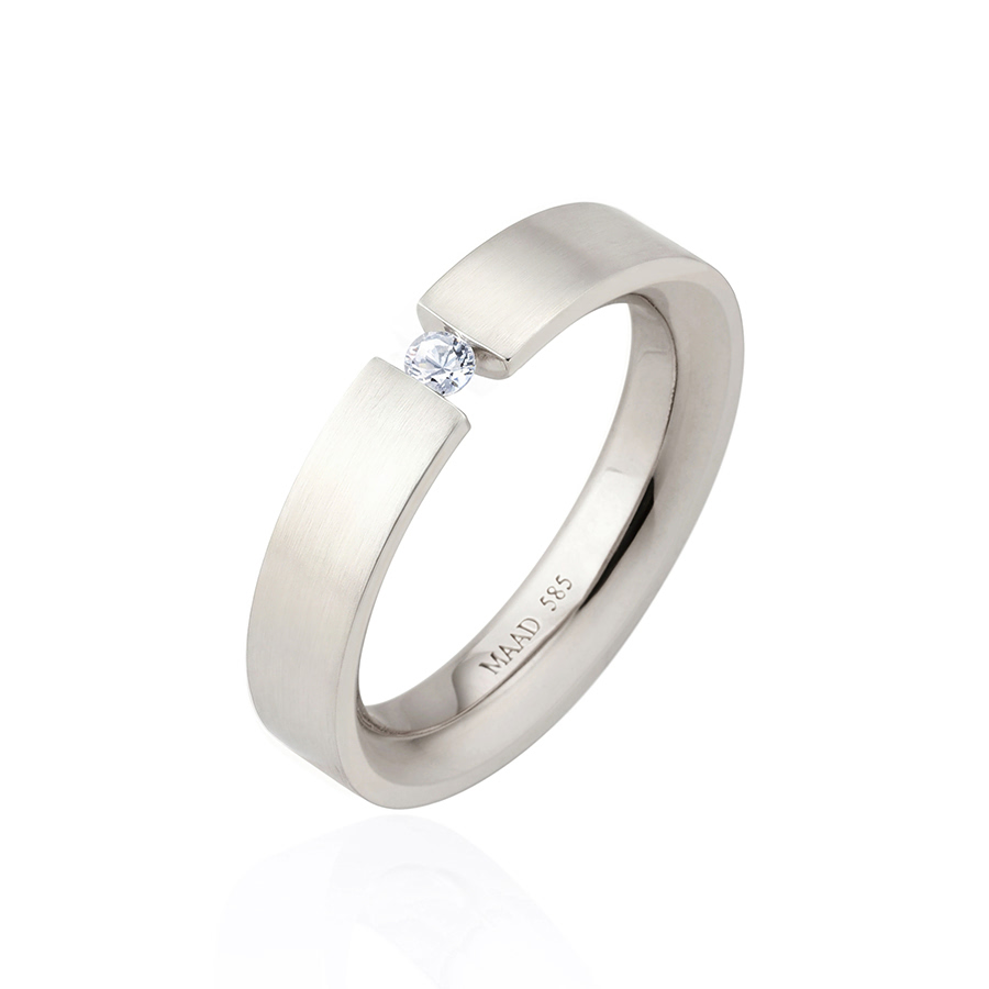 게르만헤로스 텐션밴드링 (5mm) 14k 화이트골드 0.1ct hairline