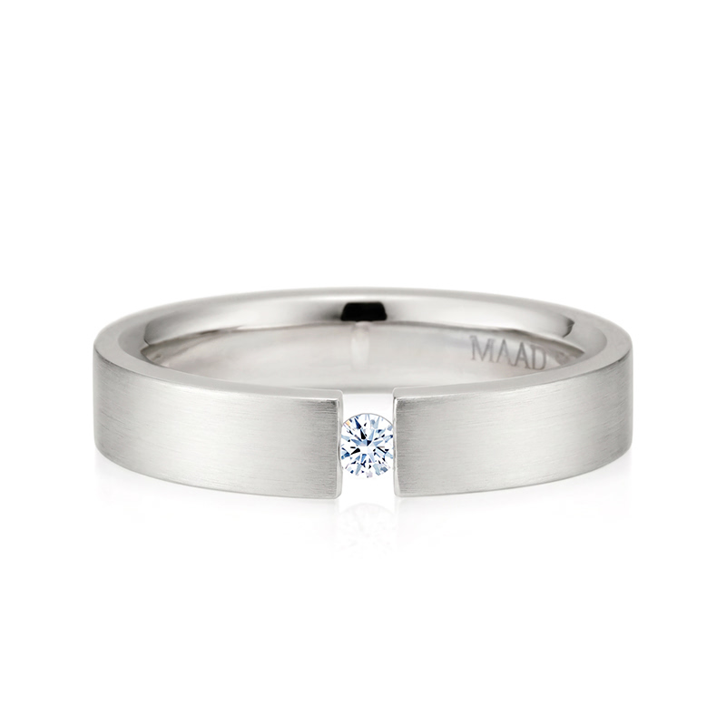 게르만헤로스 텐션밴드링 (5mm) 14k 화이트골드 0.1ct hairline
