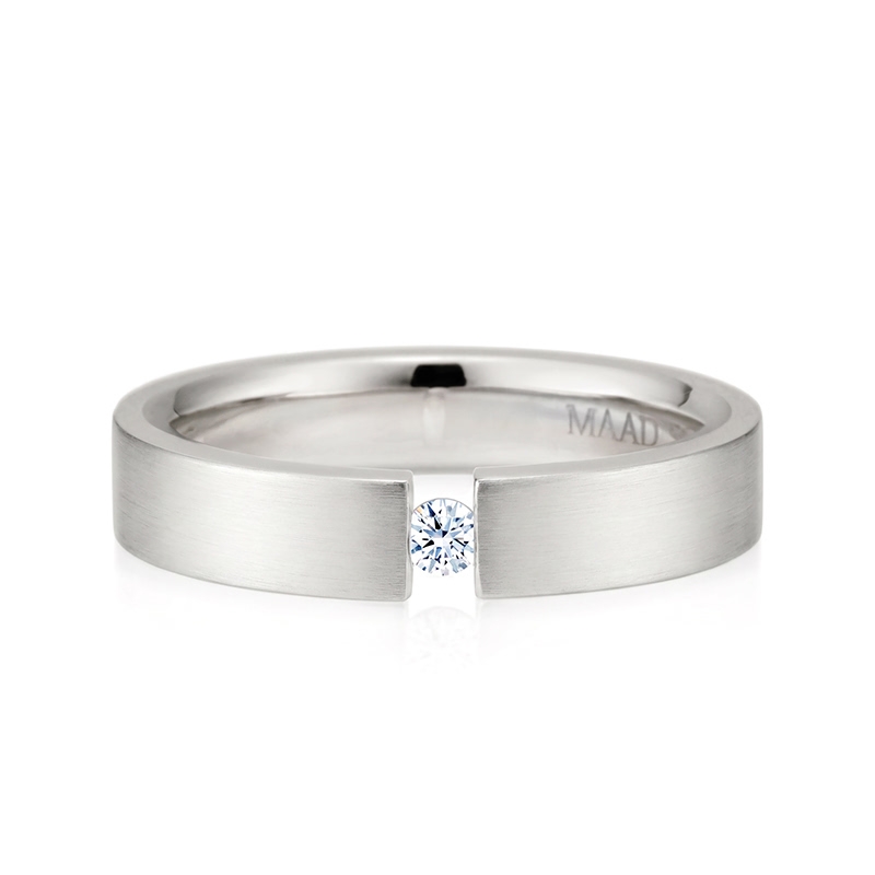 게르만헤로스 텐션밴드링 (5mm) 14k 화이트골드 0.1ct hairline