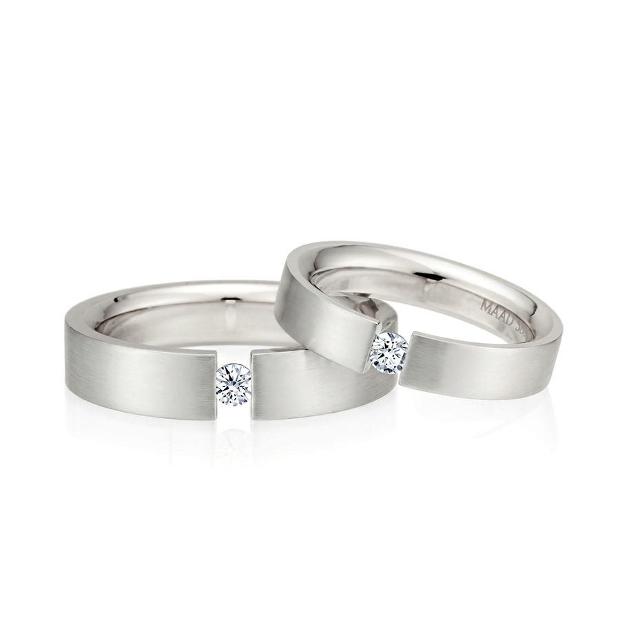 게르만헤로스 텐션밴드 커플링 (5mm+4mm) 14k 화이트골드 0.1ct hairline