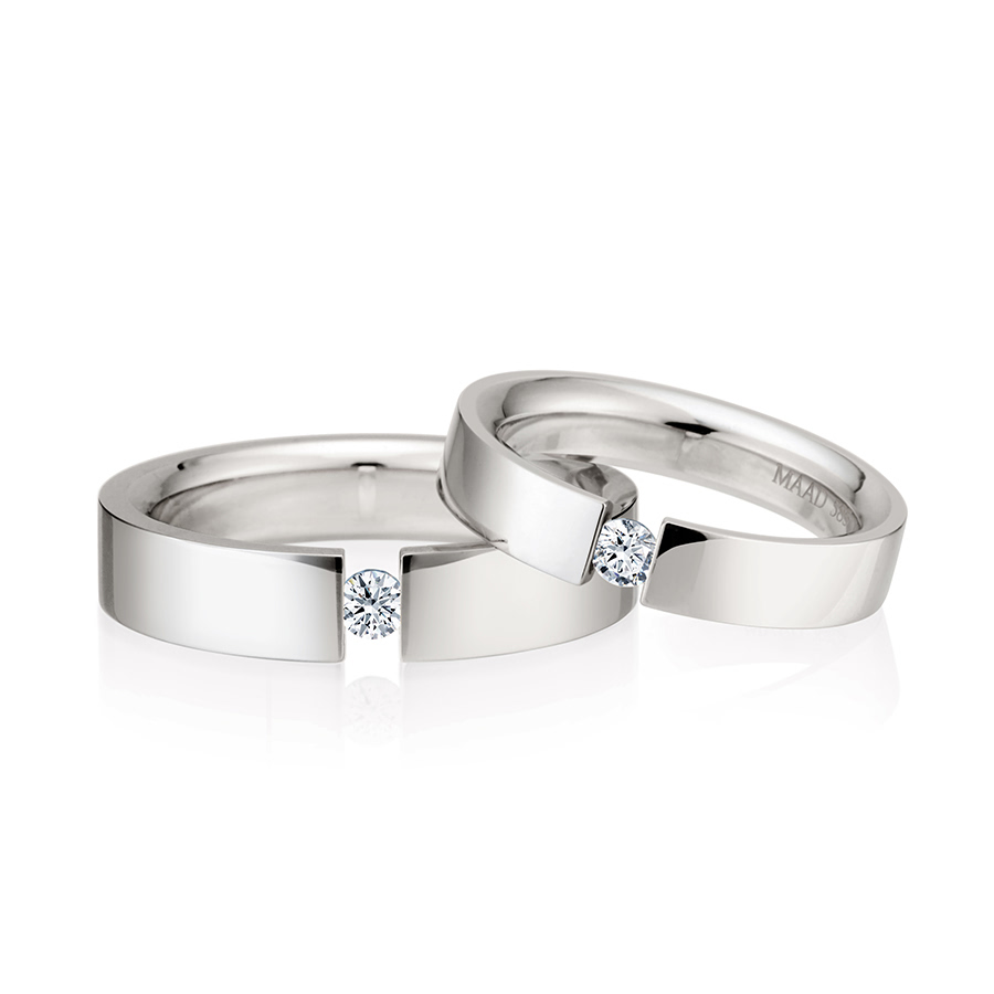 게르만헤로스 텐션밴드 커플링 (5mm+4mm) 14k 화이트골드 0.1ct