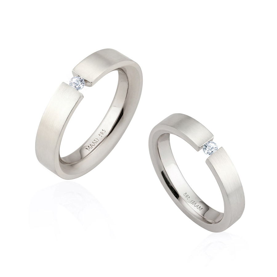 게르만헤로스 텐션밴드 커플링 (5mm+4mm) 14k 화이트골드 0.1ct hairline