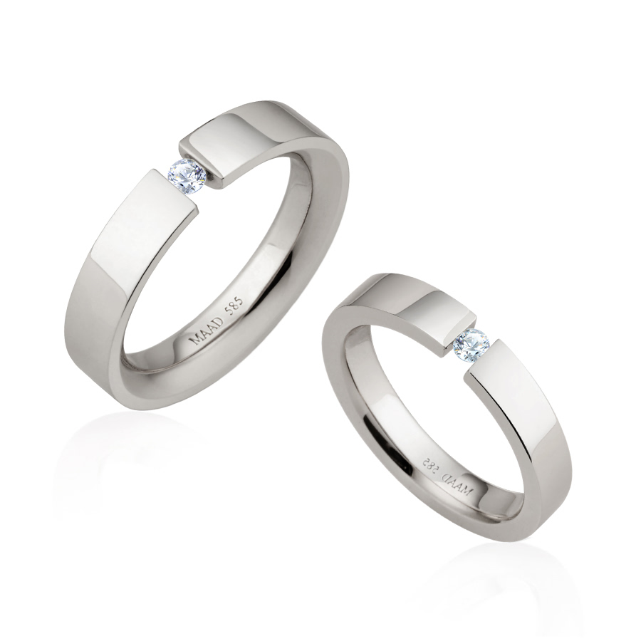 게르만헤로스 텐션밴드 커플링 (5mm+4mm) 14k 화이트골드 0.1ct