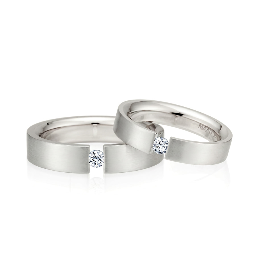 게르만헤로스 텐션밴드 커플링 (5mm+4mm) 14k 화이트골드 0.1ct hairline