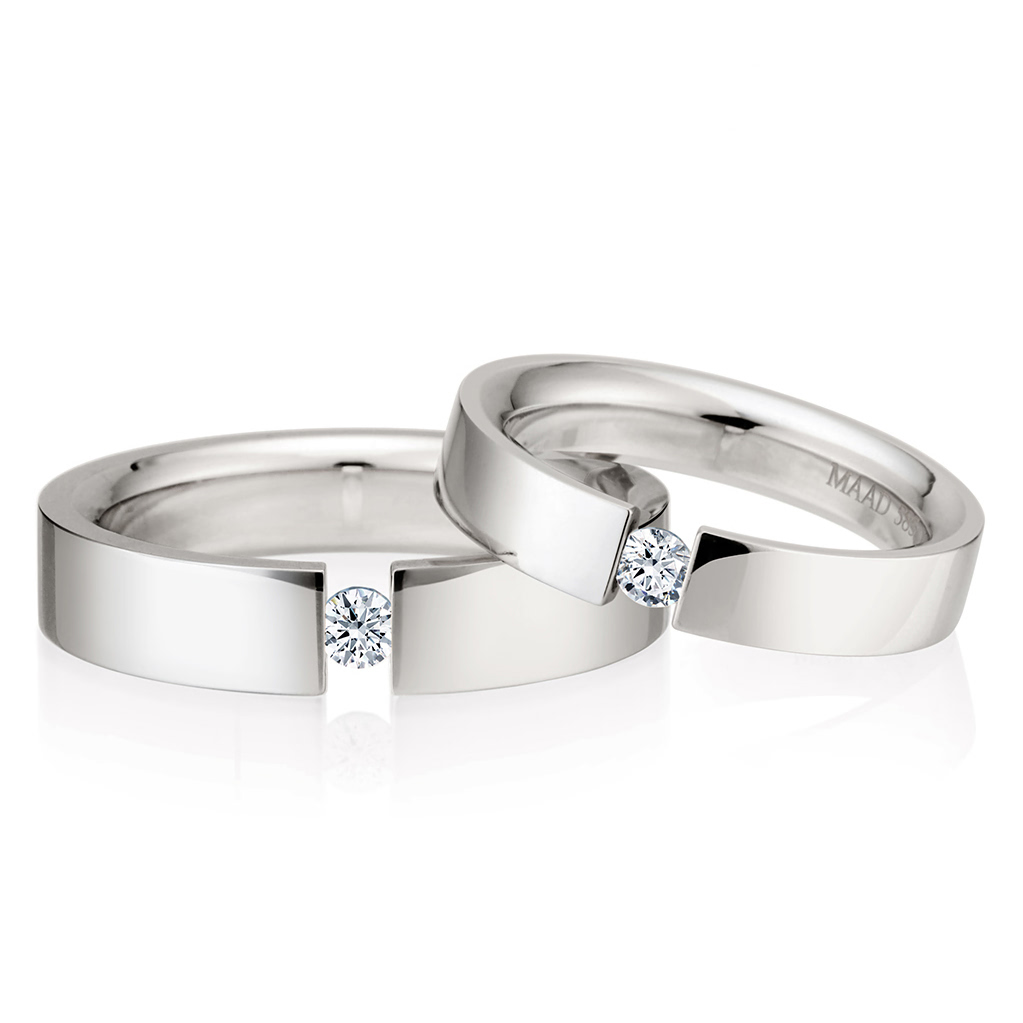 게르만헤로스 텐션밴드 커플링 (5mm+4mm) 14k 화이트골드 0.1ct