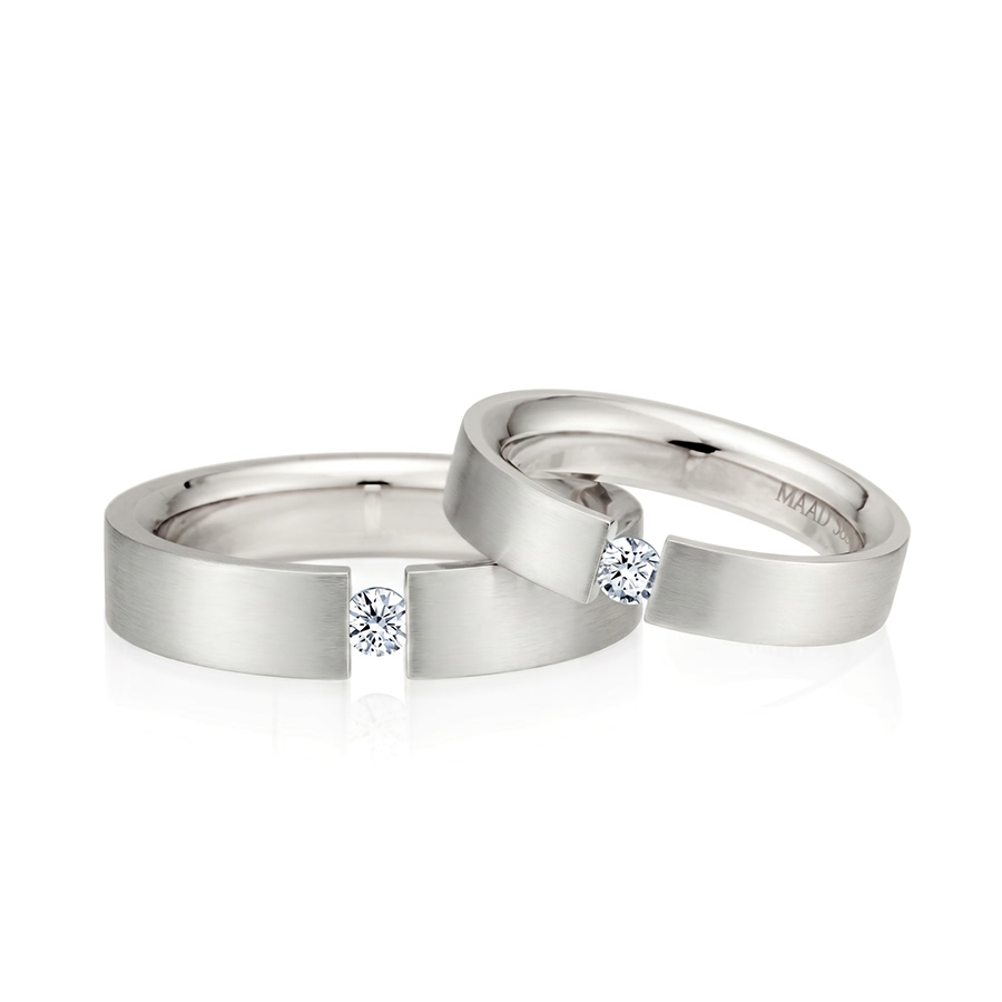 게르만헤로스 텐션밴드 커플링 (5mm+4mm) 14k 화이트골드 0.1ct hairline