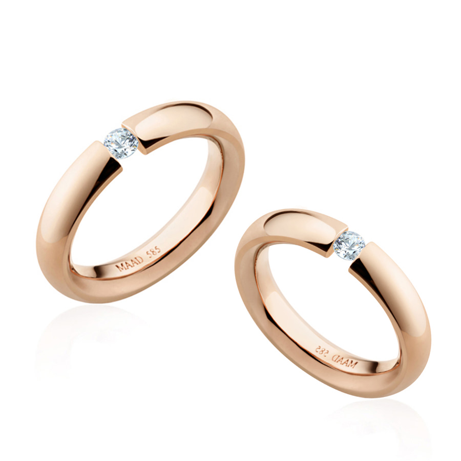잉글리쉬헤로스 텐션밴드 커플링 (4mm+4mm) 14k 레드골드 0.1ct