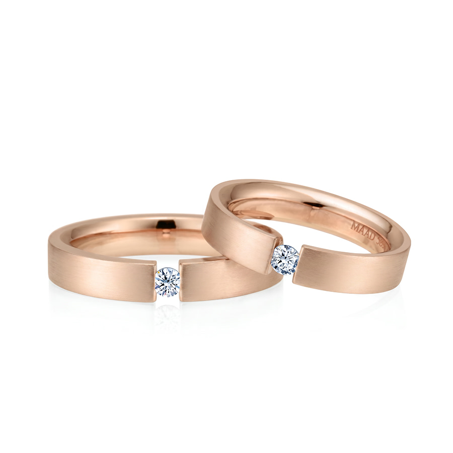 게르만헤로스 텐션밴드 커플링 (4mm+4mm) 14k 레드골드 0.1ct hairline