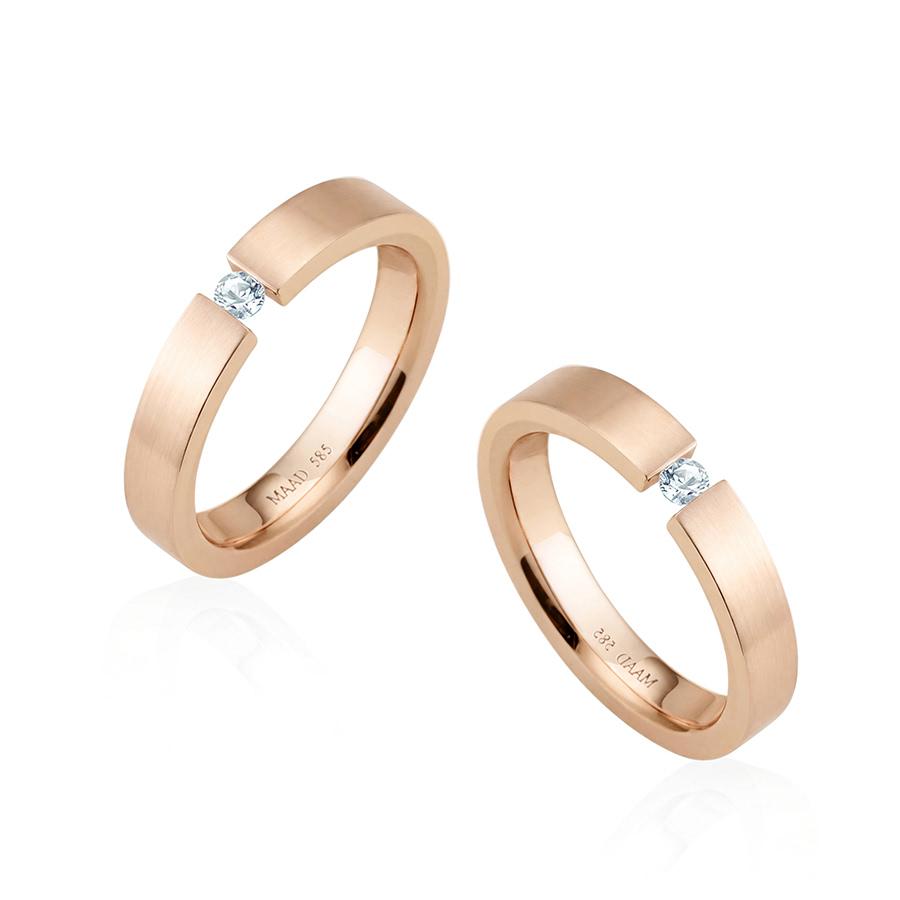 게르만헤로스 텐션밴드 커플링 (4mm+4mm) 14k 레드골드 0.1ct hairline