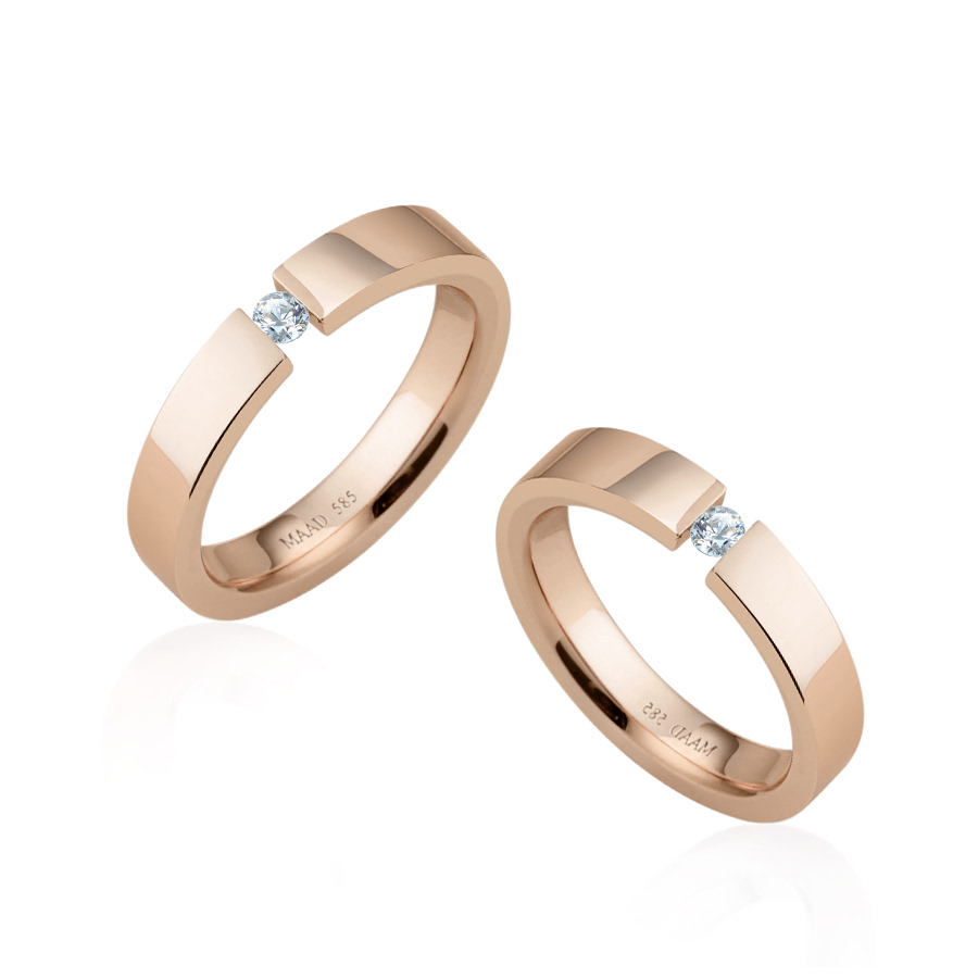 게르만헤로스 텐션밴드 커플링 (4mm+4mm) 14k 레드골드 0.1ct