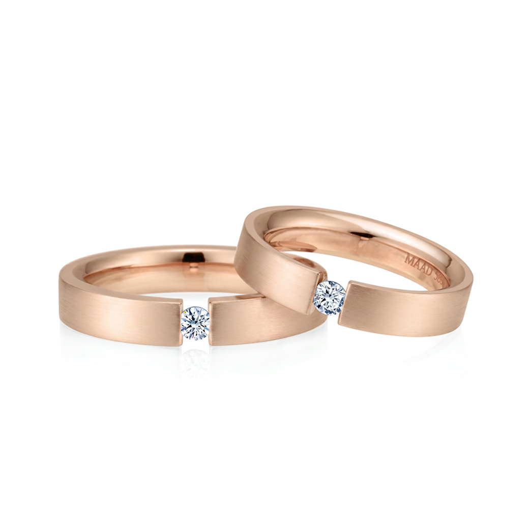 게르만헤로스 텐션밴드 커플링 (4mm+4mm) 14k 레드골드 0.1ct hairline