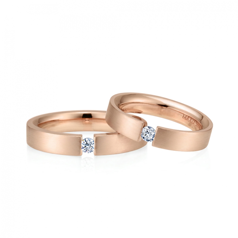 게르만헤로스 텐션밴드 커플링 (4mm+4mm) 14k 레드골드 0.1ct hairline