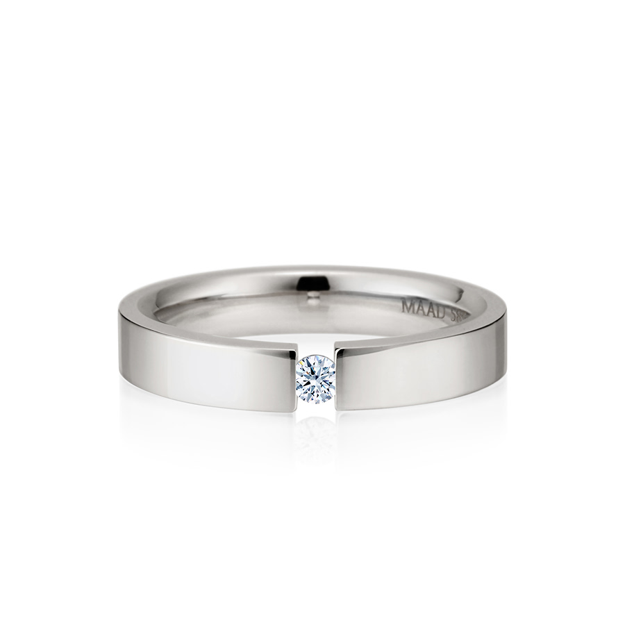 게르만헤로스 텐션밴드링 (4mm) 14k 화이트골드 0.1ct
