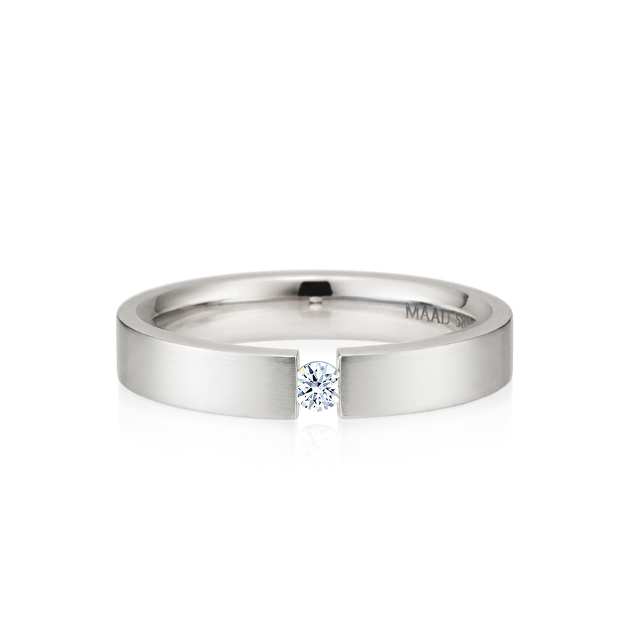 게르만헤로스 텐션밴드링 (4mm) 14k 화이트골드 0.1ct hairline