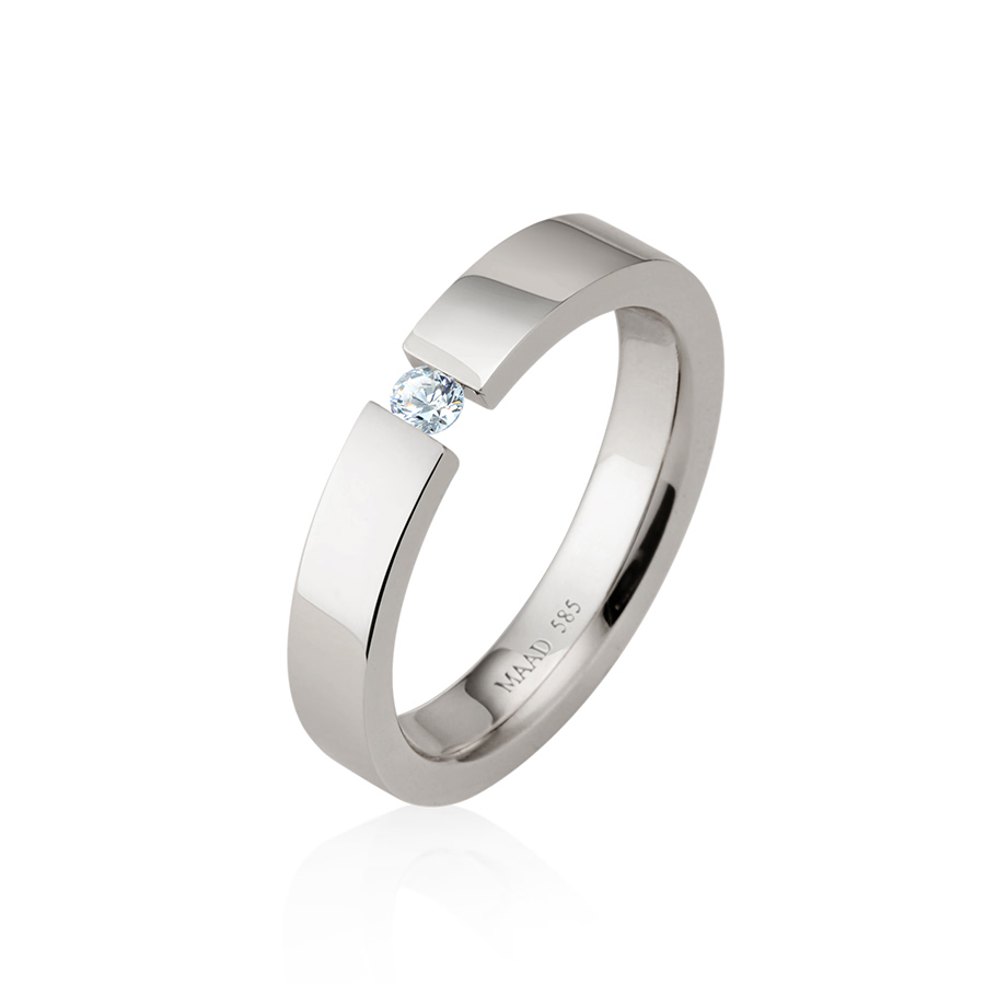 게르만헤로스 텐션밴드링 (4mm) 14k 화이트골드 0.1ct