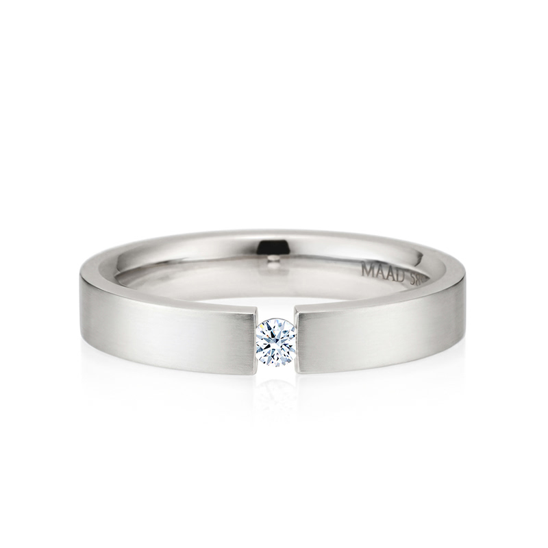 게르만헤로스 텐션밴드링 (4mm) 14k 화이트골드 0.1ct hairline