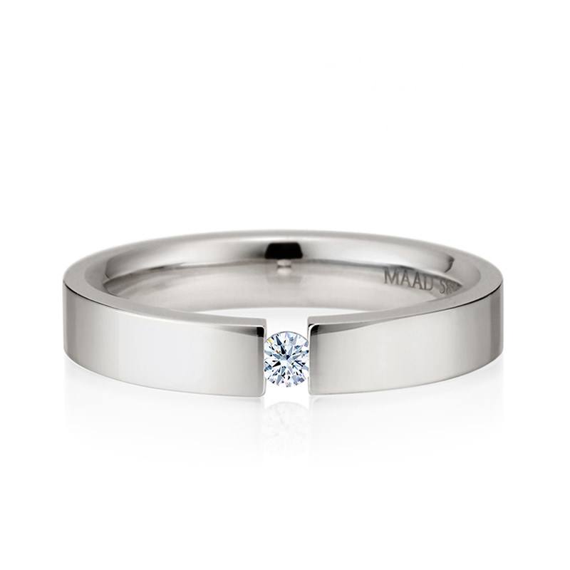 게르만헤로스 텐션밴드링 (4mm) 14k 화이트골드 0.1ct