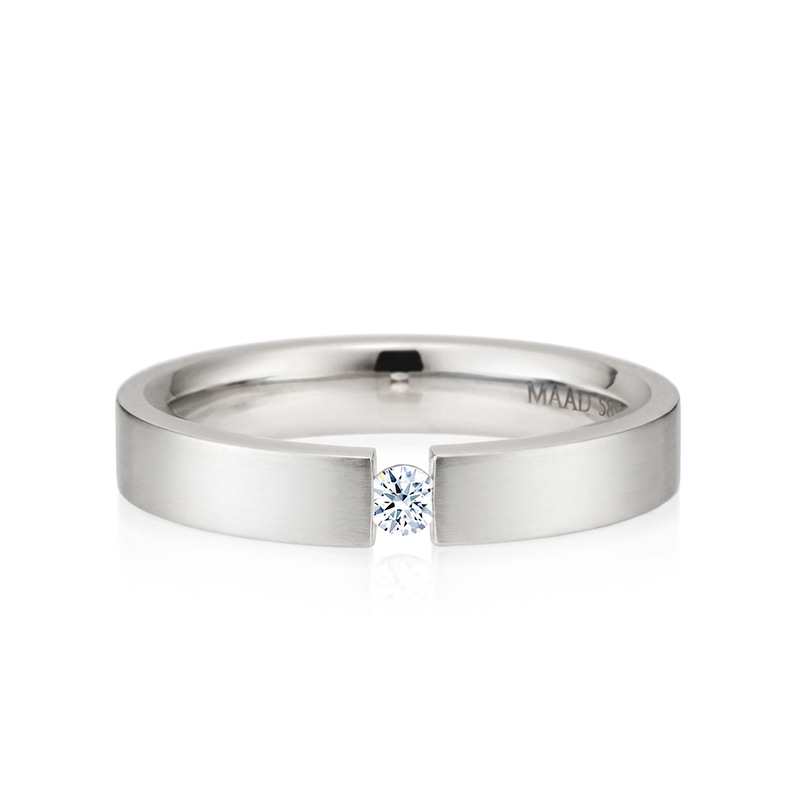 게르만헤로스 텐션밴드링 (4mm) 14k 화이트골드 0.1ct hairline