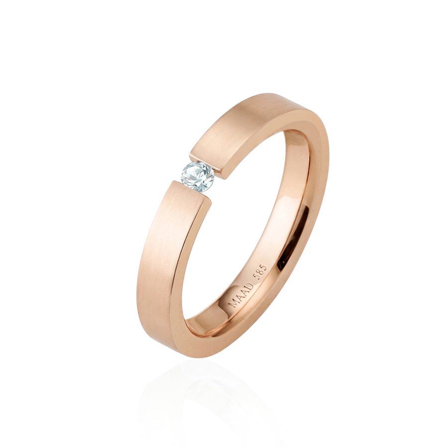 게르만헤로스 텐션밴드링 (3mm) 14k 레드골드 0.07ct hairline