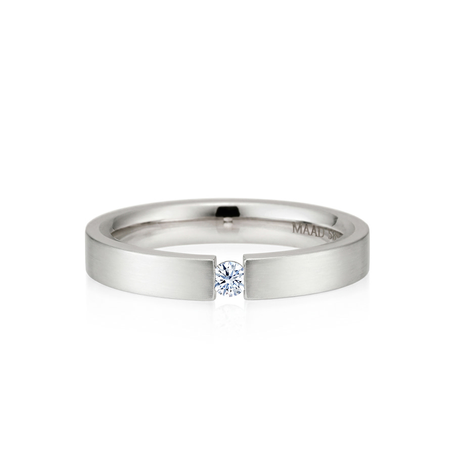 게르만헤로스 텐션밴드링 (3mm) 14k 화이트골드 0.07ct hairline