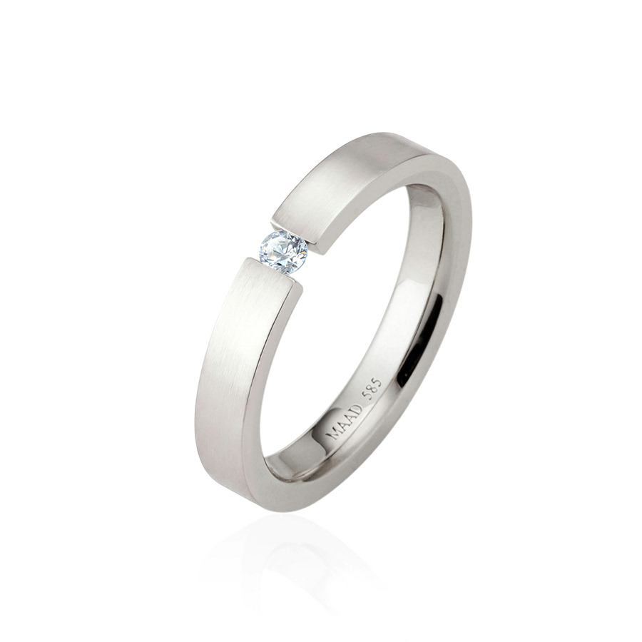 게르만헤로스 텐션밴드링 (3mm) 14k 화이트골드 0.07ct hairline