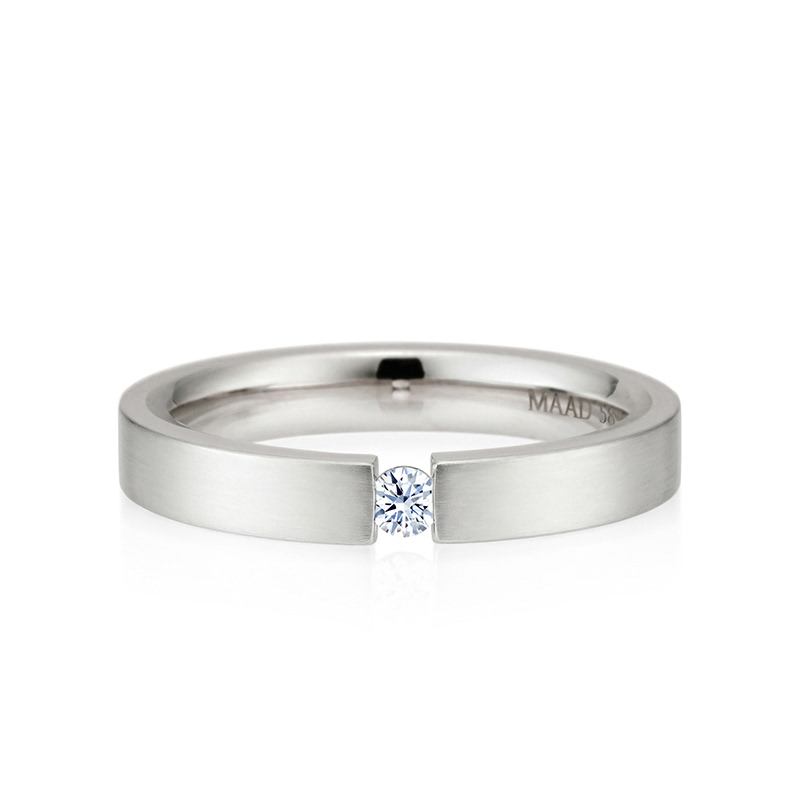 게르만헤로스 텐션밴드링 (3mm) 14k 화이트골드 0.07ct hairline
