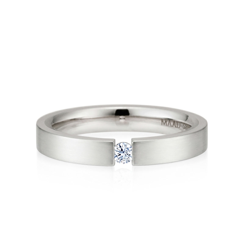 게르만헤로스 텐션밴드링 (3mm) 14k 화이트골드 0.07ct hairline
