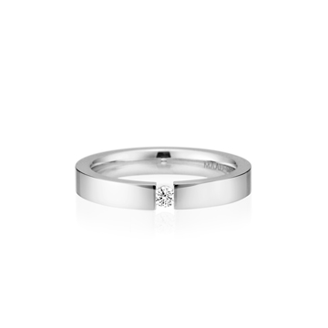 Germanic heros Tension wedding band ring (3mm) 14k White gold CZ 0.07ct