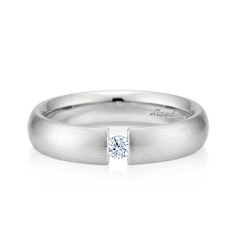 잉글리쉬헤로스 텐션밴드링 (5mm) 14k 화이트골드 0.1ct hairline