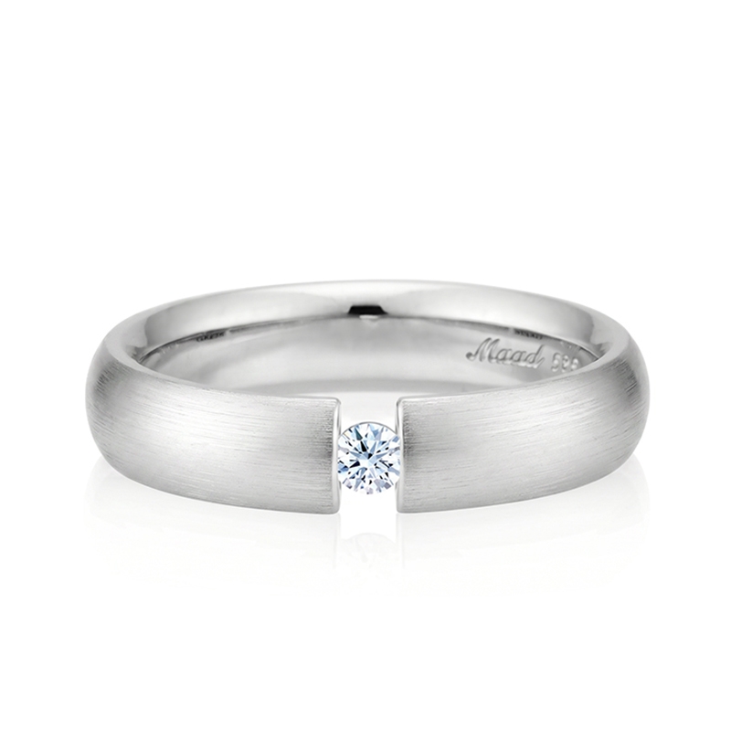잉글리쉬헤로스 텐션밴드링 (5mm) 14k 화이트골드 0.1ct hairline