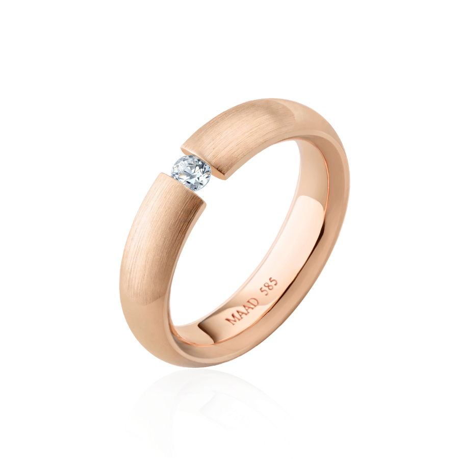 잉글리쉬헤로스 텐션밴드링 (5mm) 14k 레드골드 0.1ct hairline