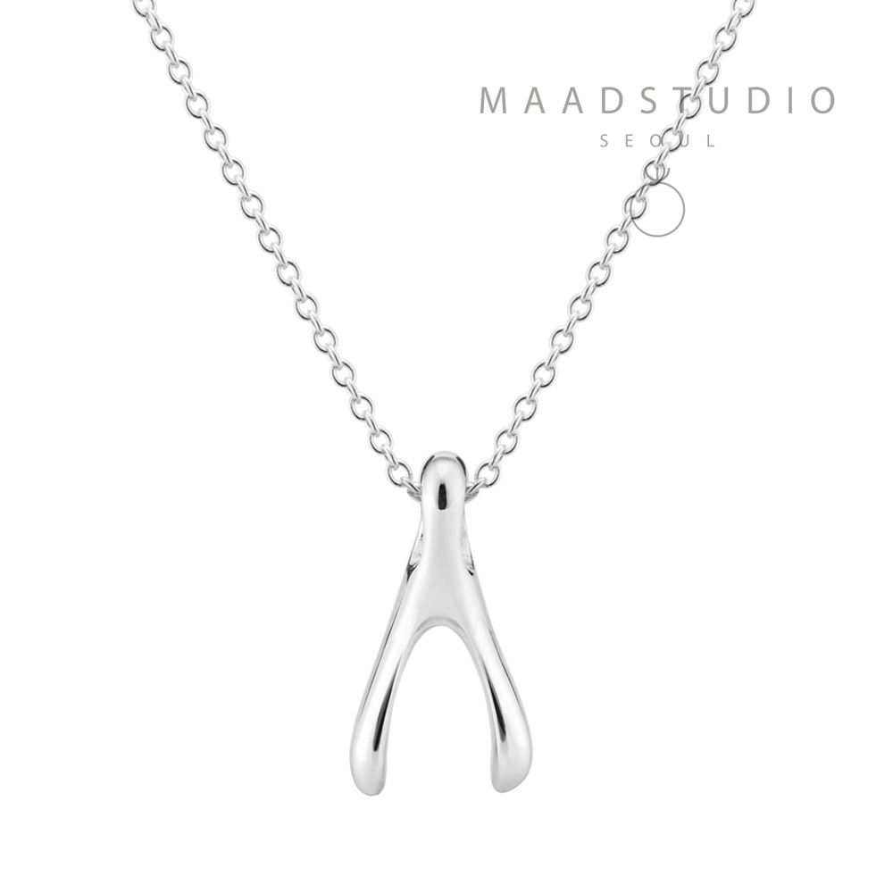 Wishbone pendant (M) 14k White gold