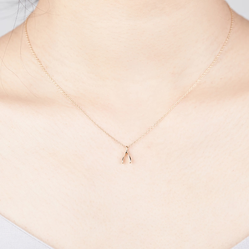 Wishbone pendant (S) 14k gold