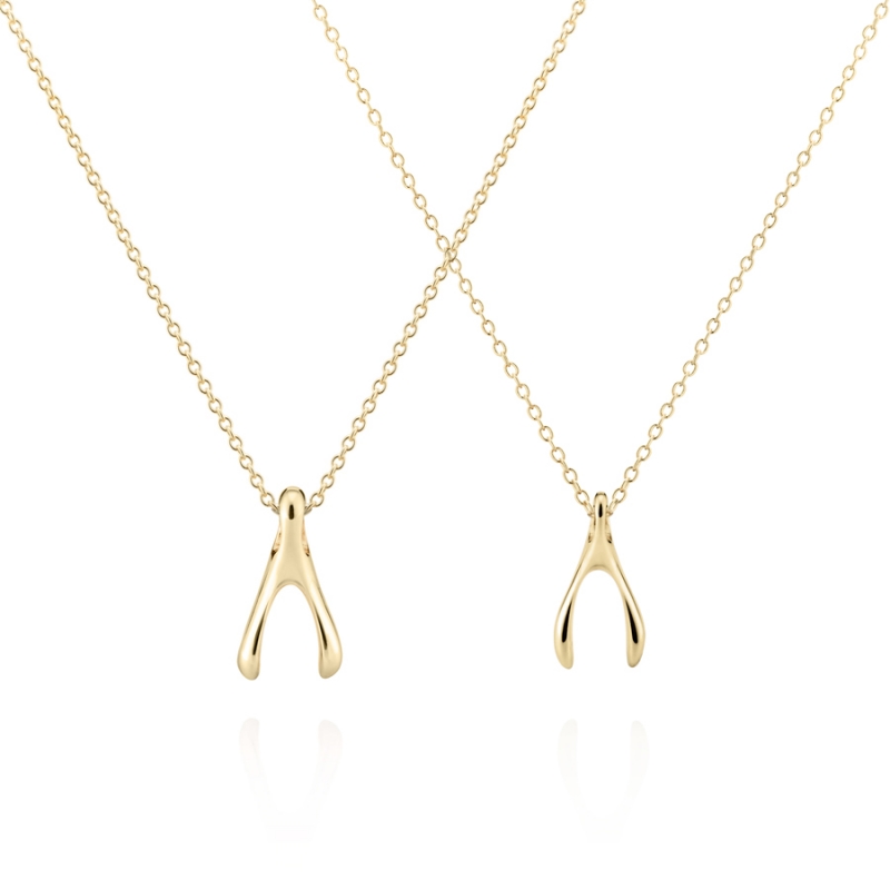 Wishbone couple pendant Set (M&S) 14k gold