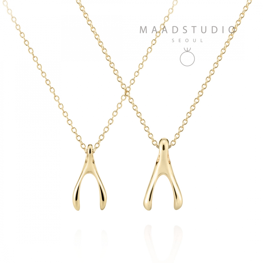 Wishbone couple pendant Set (M&S) 14k gold