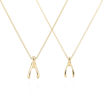 Wishbone couple pendant Set (M&S) 14k gold