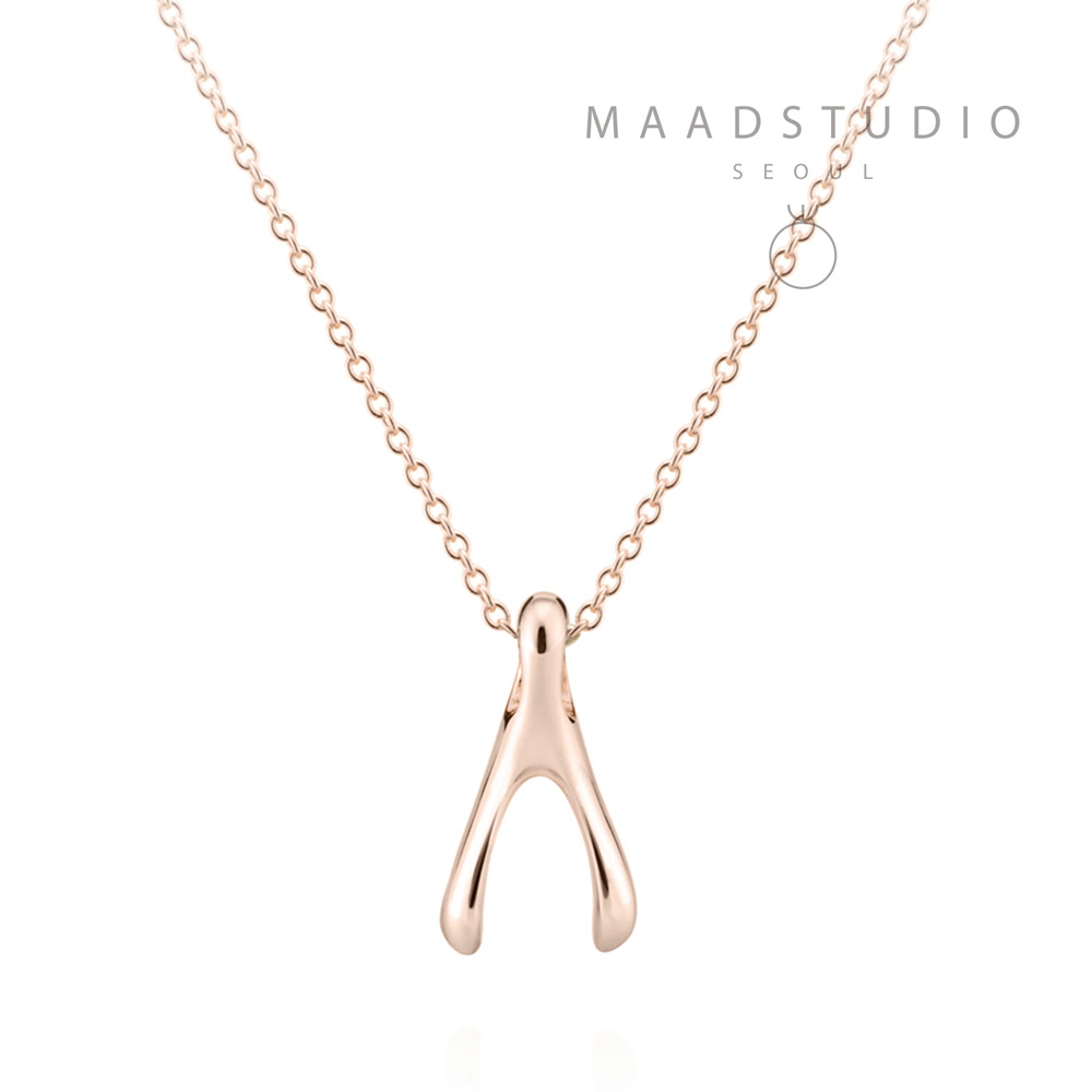 Wishbone pendant (M) 14k Red gold