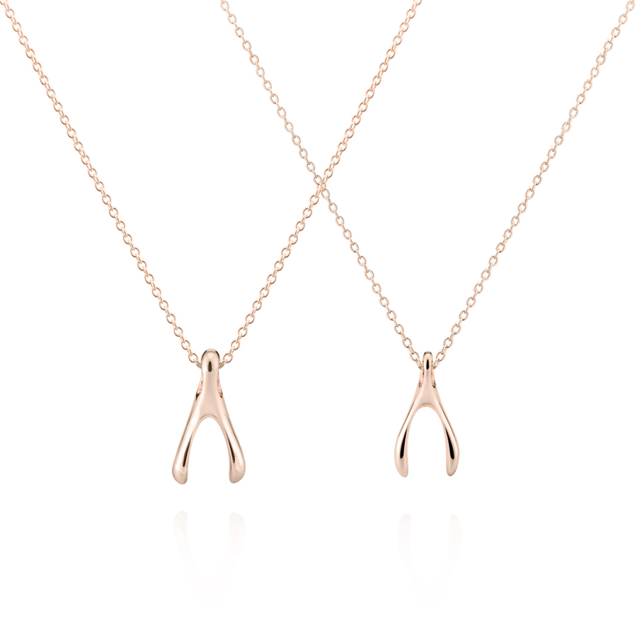 Wishbone couple pendant Set (M&S) 14k Red gold