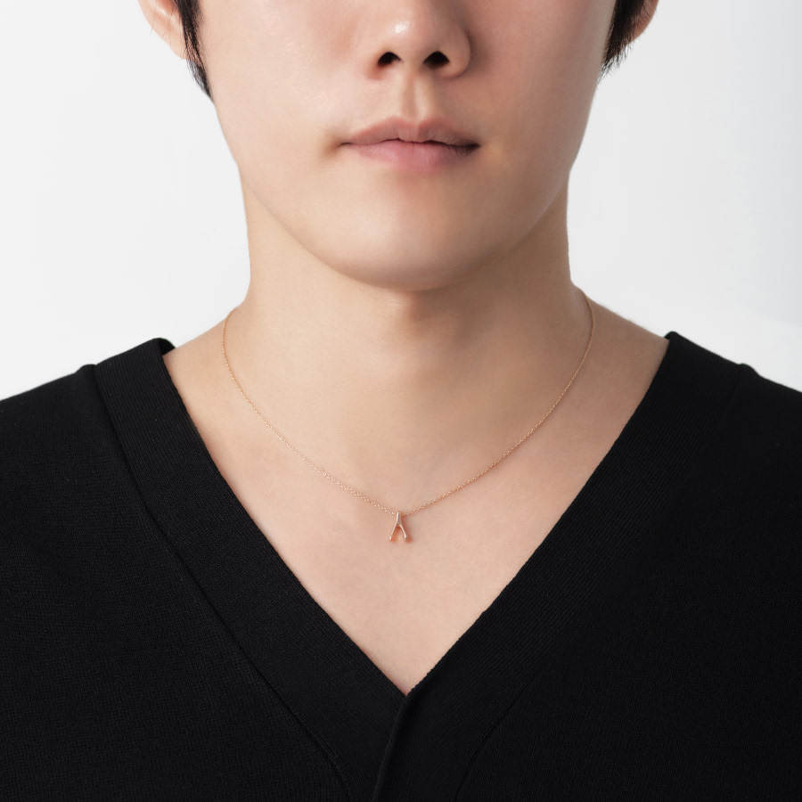 위시본 커플목걸이 (중+소) 14k 레드골드