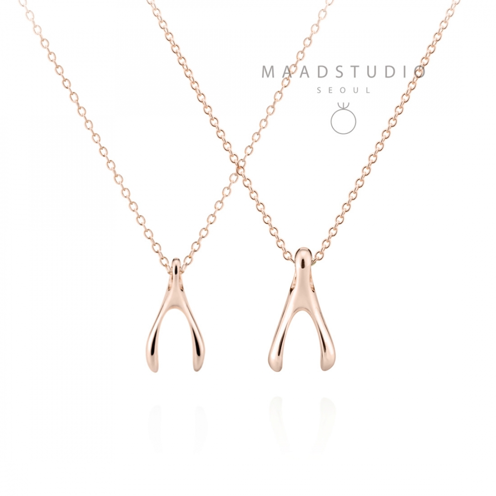 Wishbone couple pendant Set (M&S) 14k Red gold