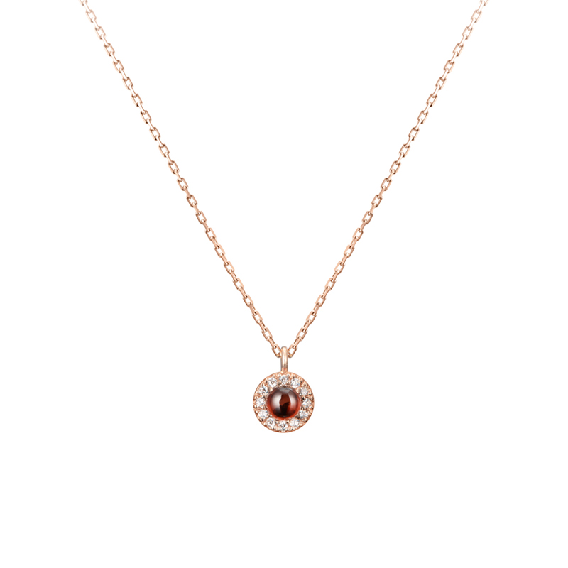 Daisy pendant 14k Red gold garnet