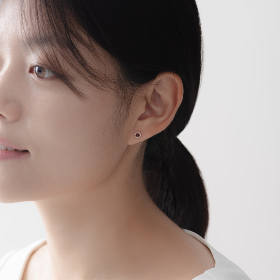 데이지 목걸이 14k 레드골드 garnet