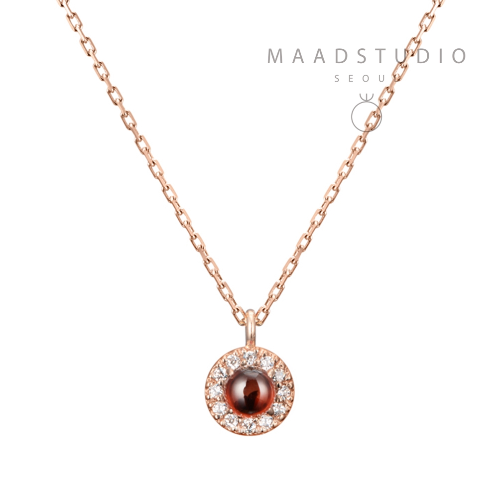 Daisy pendant 14k Red gold garnet