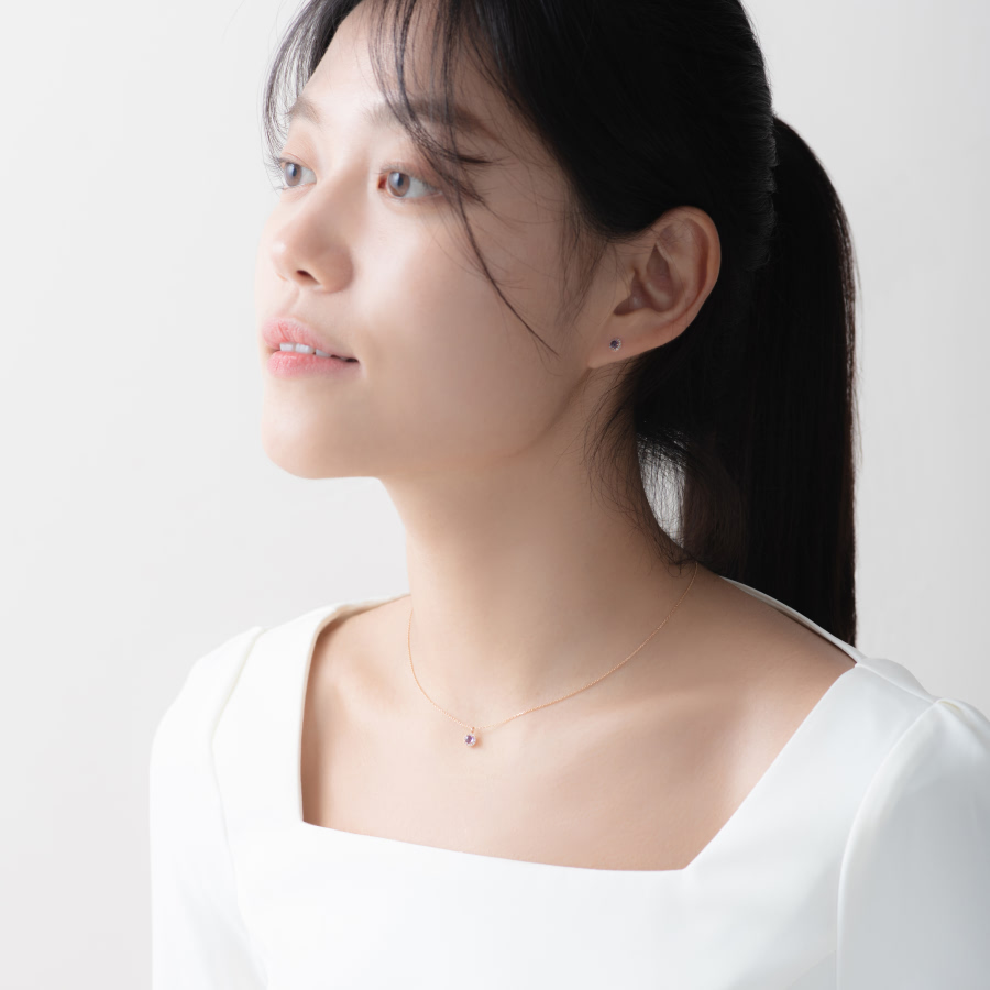 데이지 목걸이 14k 레드골드 amethyst