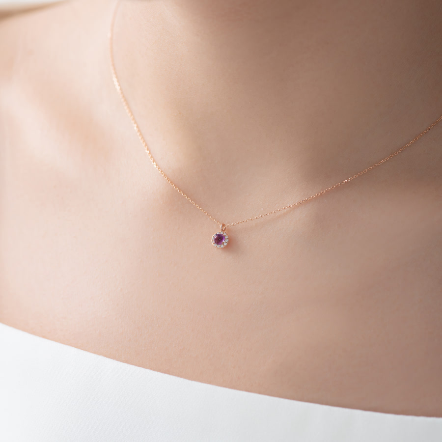 데이지 목걸이 14k 레드골드 amethyst