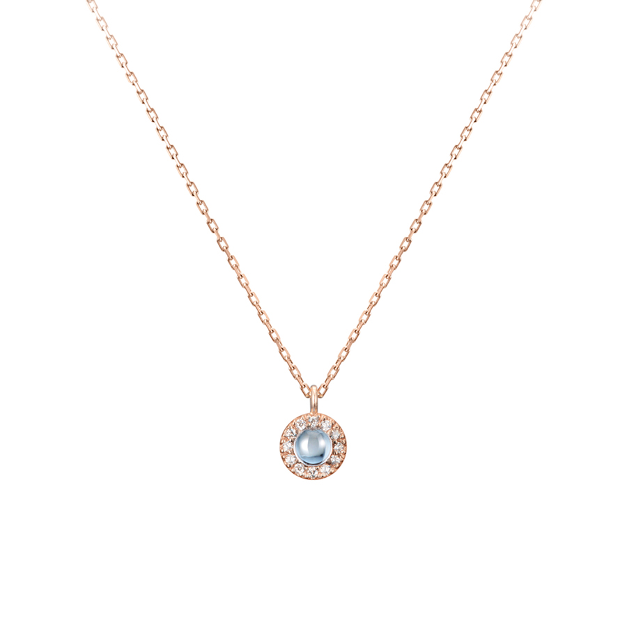 Daisy pendant 14k Red gold aquamarine