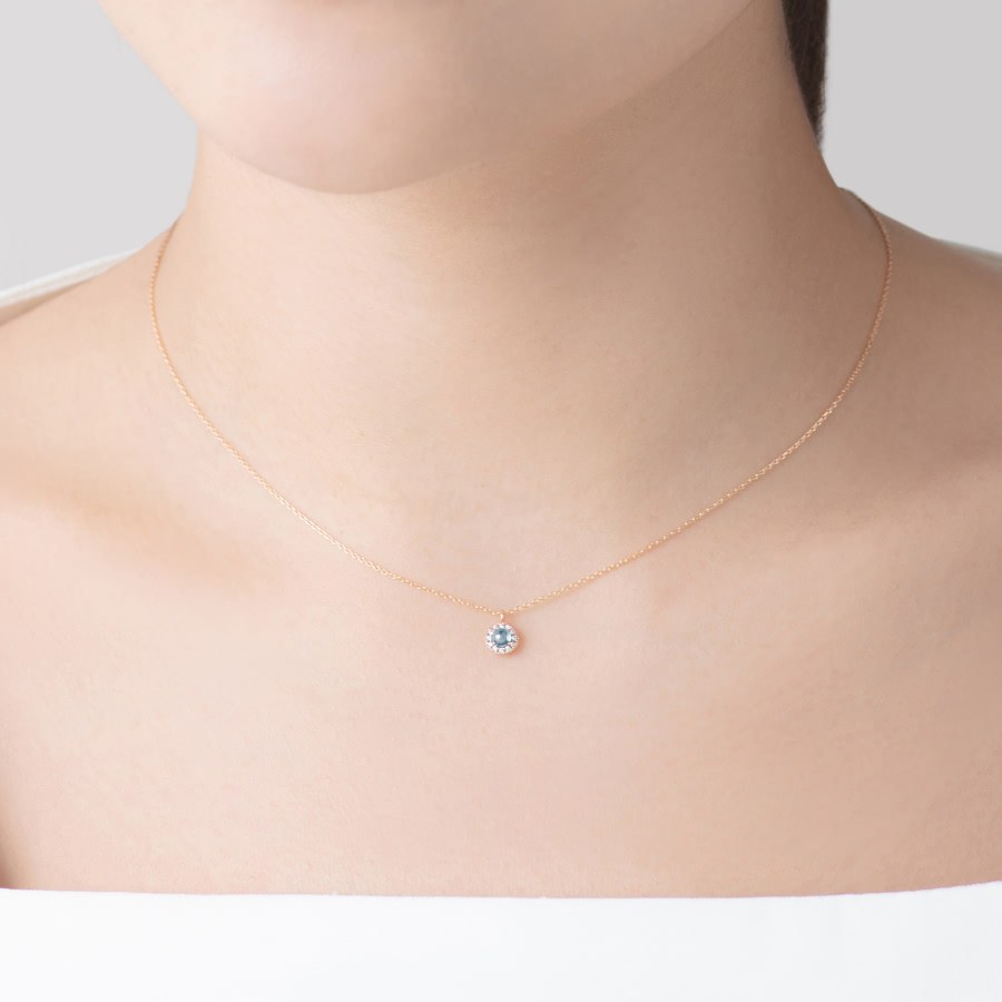 데이지 목걸이 14k 레드골드 aquamarine